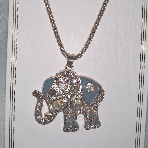 Elephant Necklace BlueTeal Silver CZ fashion post earring Fashion Kids Womens… - Picture 2 of 15